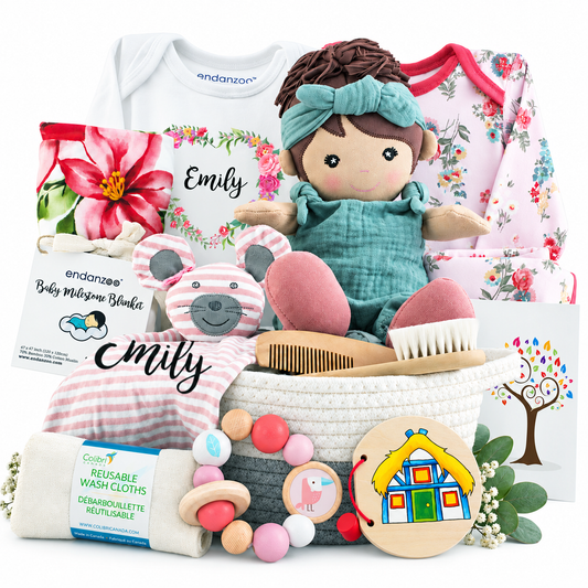 Zeronto Luxury Mom & Baby Girl Gift Basket 2-Tier (Cutie Pie in the Wonderland)