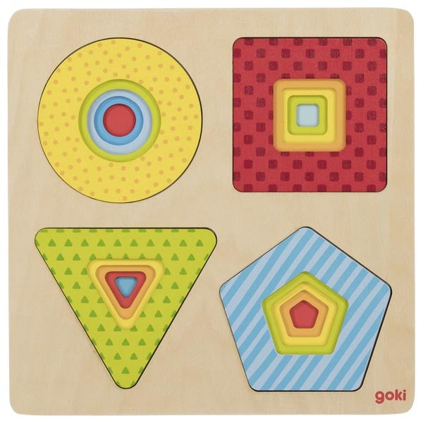 Goki Wooden Layered Shaped Puzzle - Geometrical Shapes