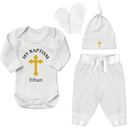 Endanzoo Newborn Baby Organic Clothing Gift Set - Baptism / Christening Day (White)