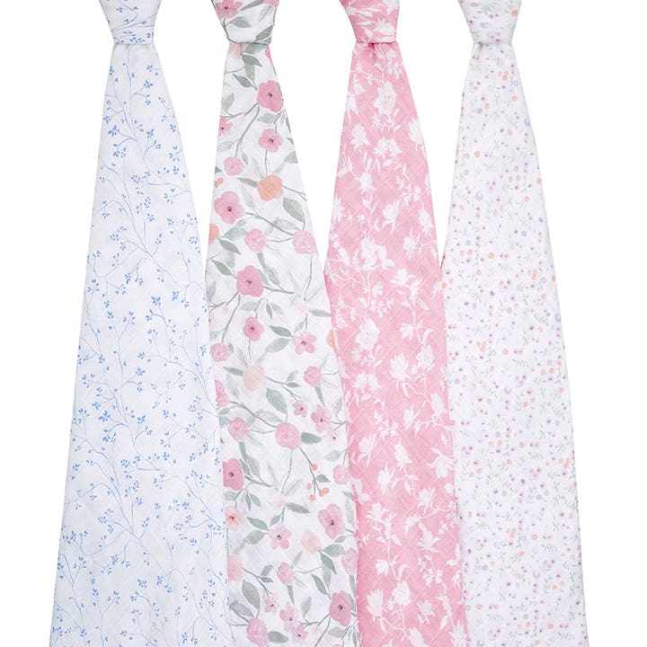Aden Anais Classic Muslin Swaddle Blankets - Ma Fleur (4 Pack)