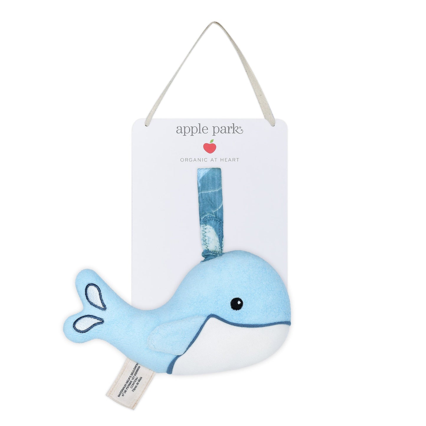 Apple Park Organic Cotton Stroller Toy - Whale