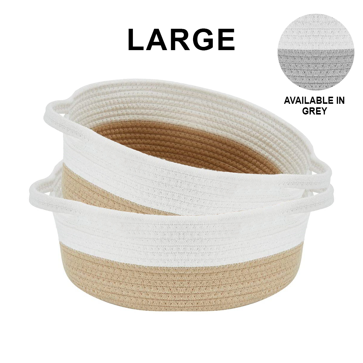 Decomomo Cotton Woven Rope Basket - Round Large (2 Pack) – Baby Joy Canada