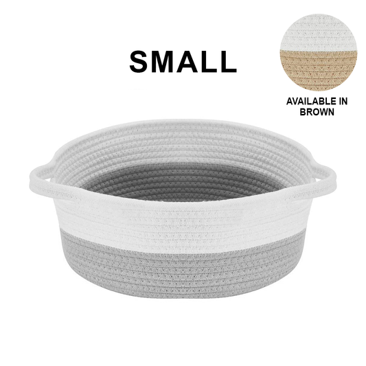 Decomomo Cotton Woven Rope Basket - Round Small (1 Pack)