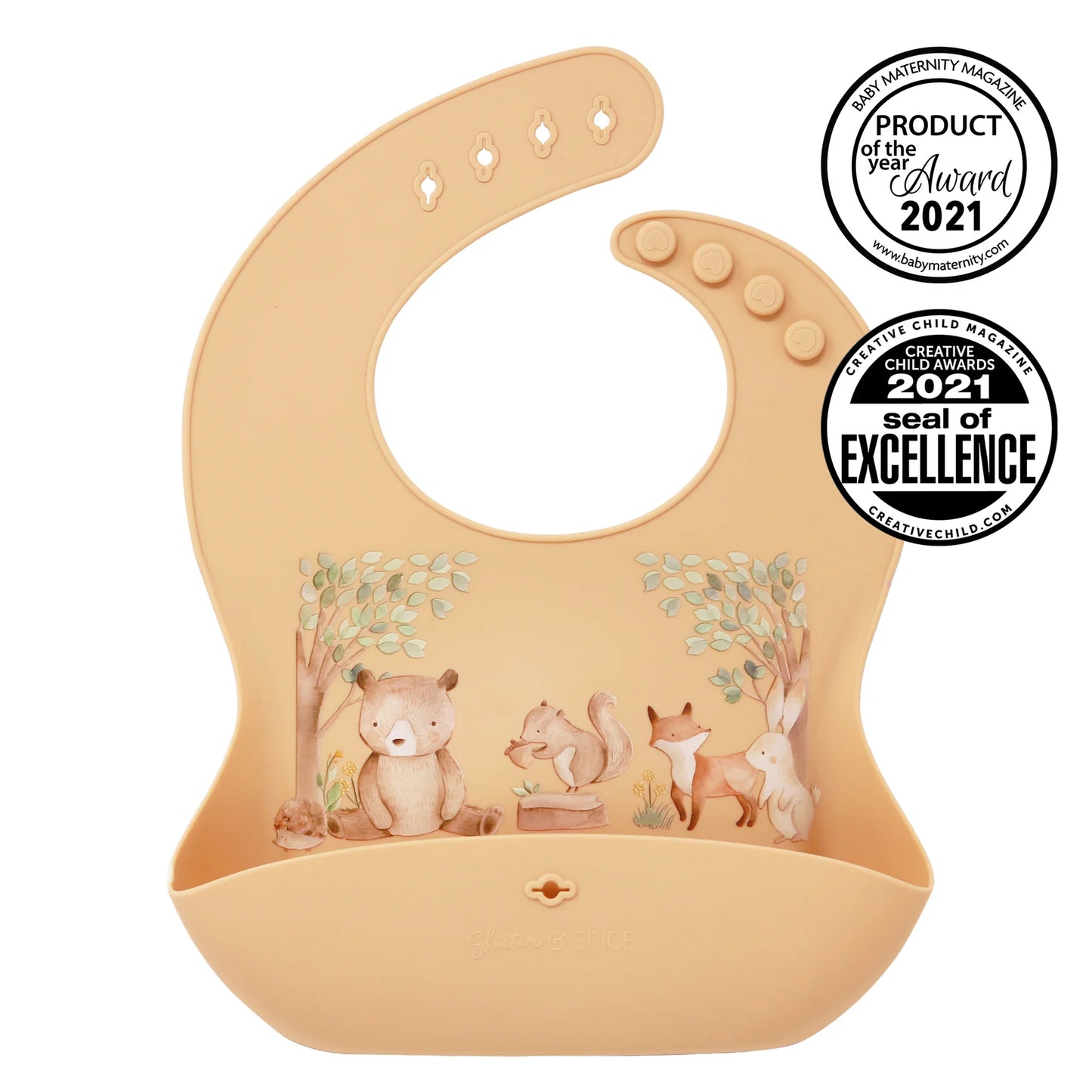Glitter & Spice Silicone Food Bib (Woodland Dreams)