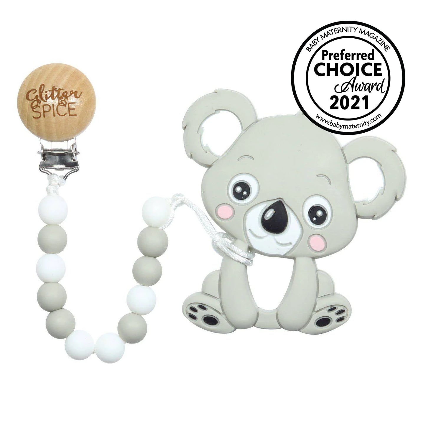 Glitter & Spice Koala Silicone Teether with Clip (Mint)