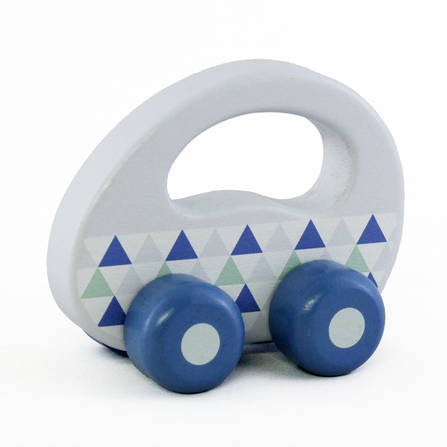 Goki Wooden Push-Along Vehicle (Grey with Multi Cones)