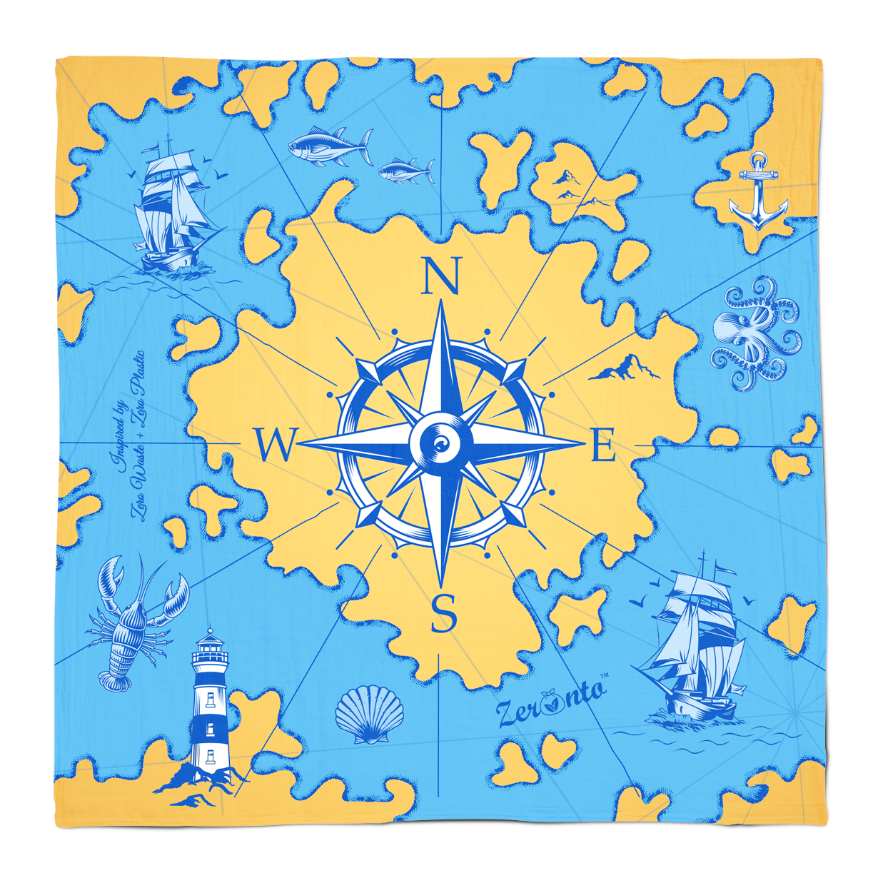 Ecolysium Medium Cotton Furoshiki Cloth Wrapper - Vintage Map (72 x 72 cm)