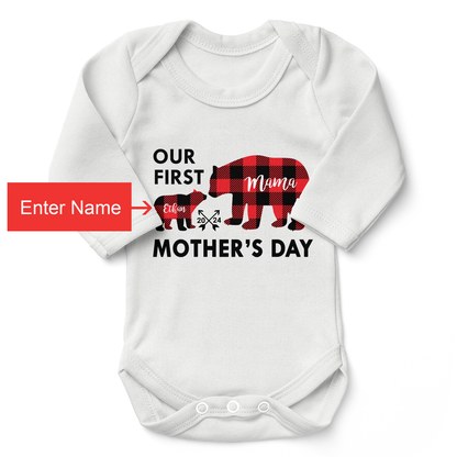 Endanzoo Personalized Matching Mom & Baby Organic Outfits - First Mother's Day 2024 (White)