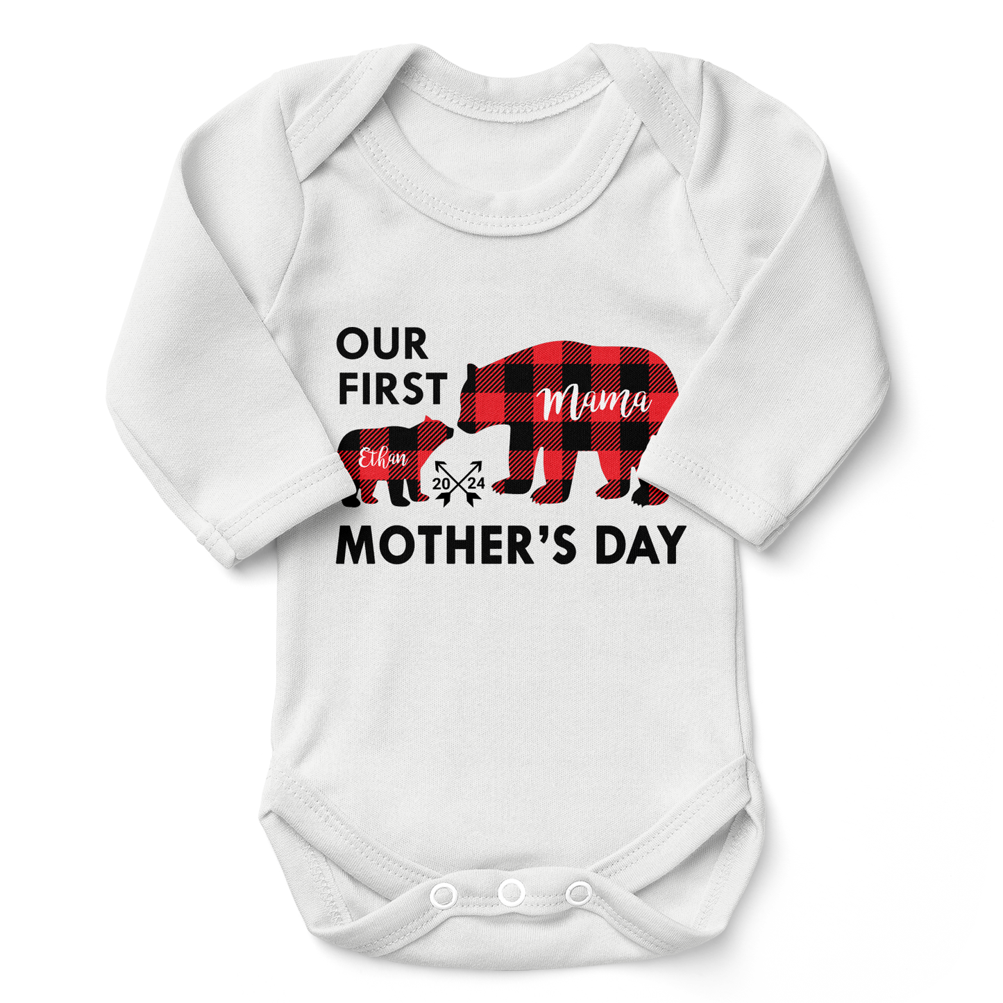 Endanzoo Personalized Matching Mom & Baby Organic Outfits - First Mother's Day 2024 (White)
