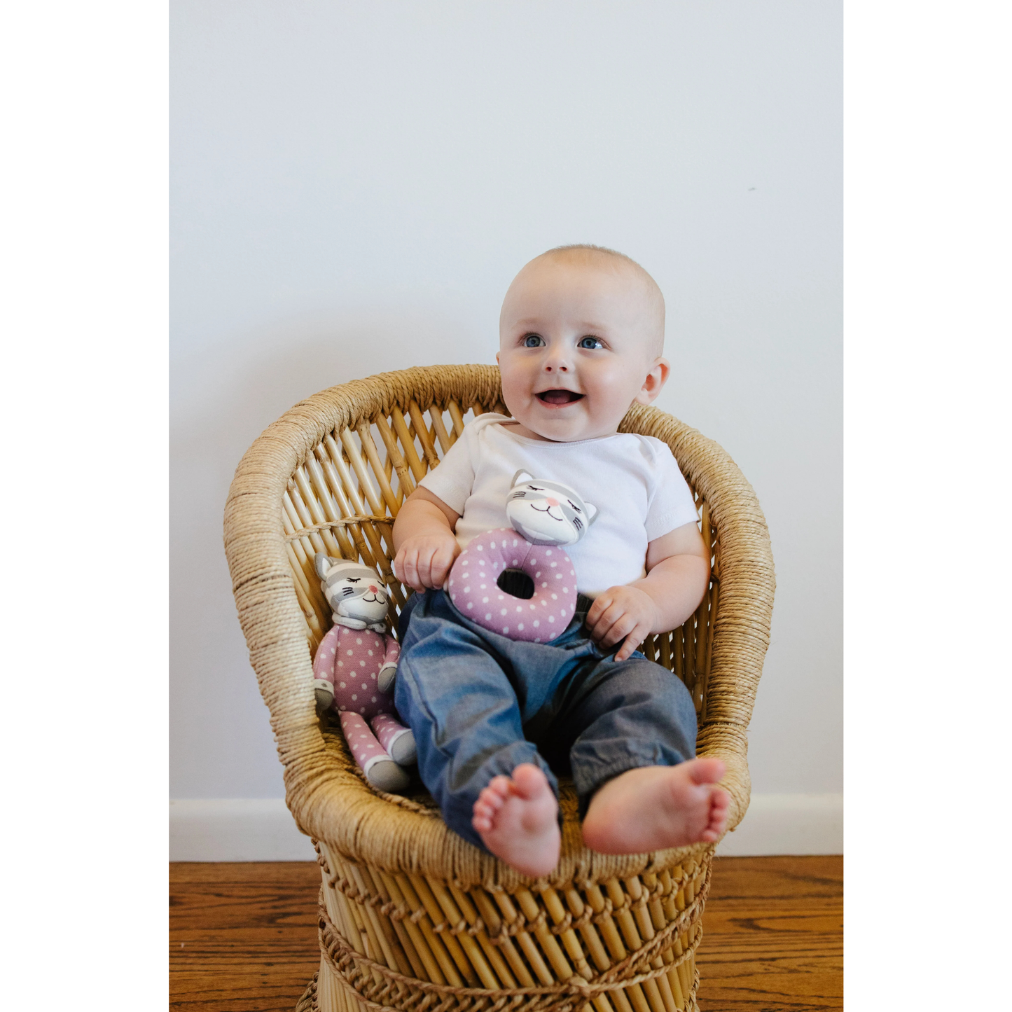 Organic Farm Buddies Cotton Teething Rattle - Maude The Kitty