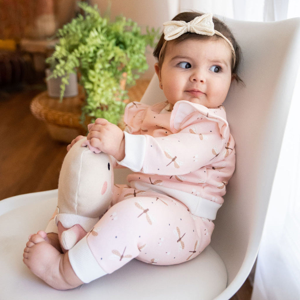 Viverano Organic Cotton Fine Knit Stuffed Animal Toy - Frankie Bear (Pink)