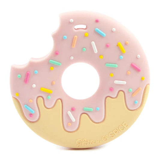 Glitter & Spice Donut Silicone Teether (Strawberry Cream)