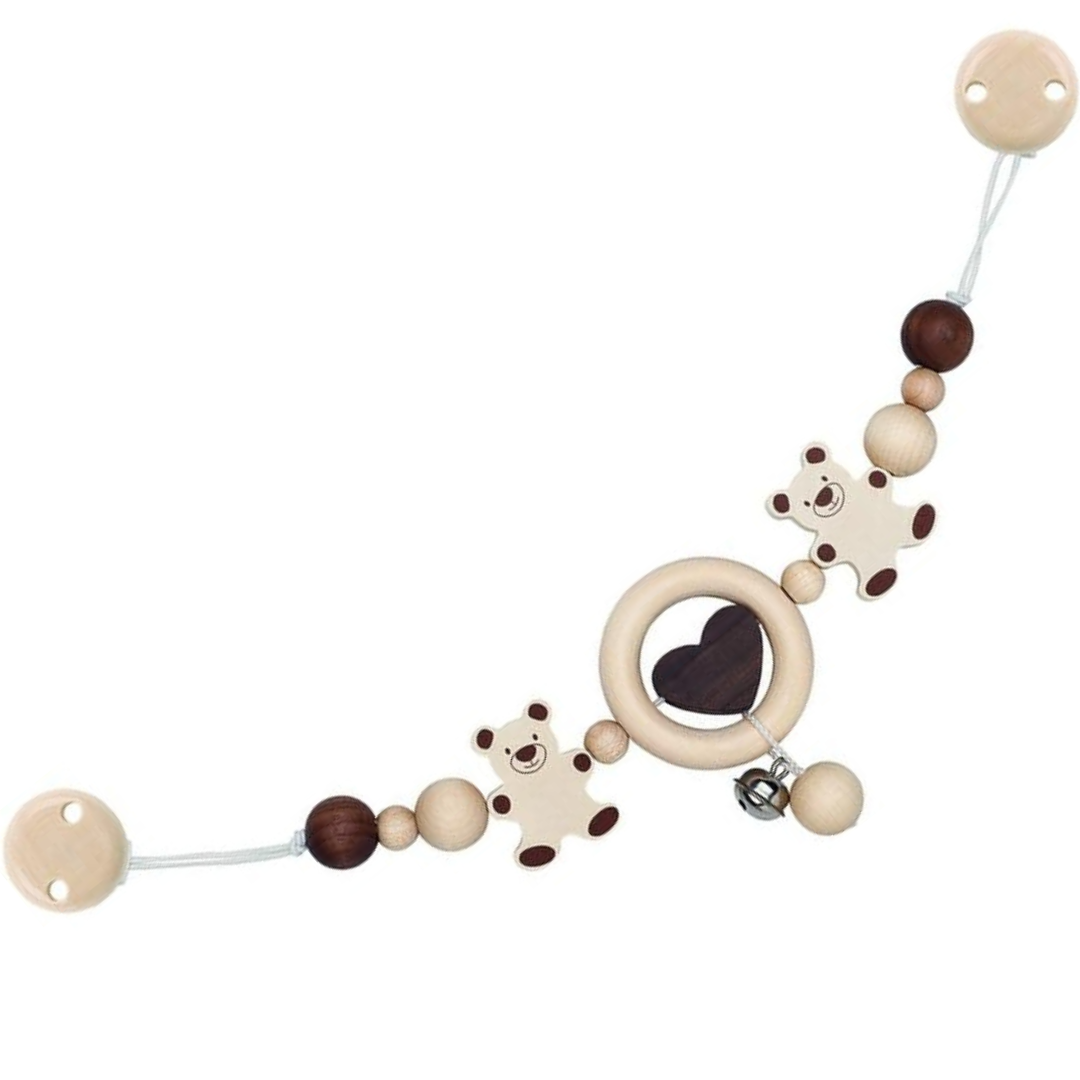 Heimess Pram Stroller Chain with Clips - Bear Nature