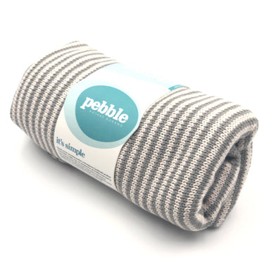 Pebble Handmade Organic Baby Blanket - Gray Stripe