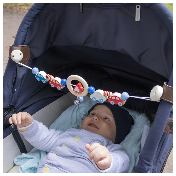 Goki Wooden Pram Chain - Cars with clips