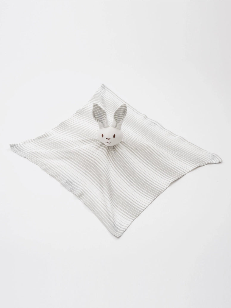 Under The Nile Organic Lovey Blanket Friend - Grey Ombre Stripe Bunny