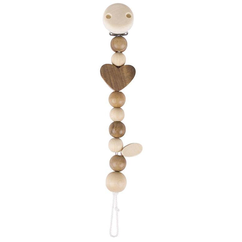 Heimess Wooden Pacifier Clip - Soother Chain (Heart, Nature)
