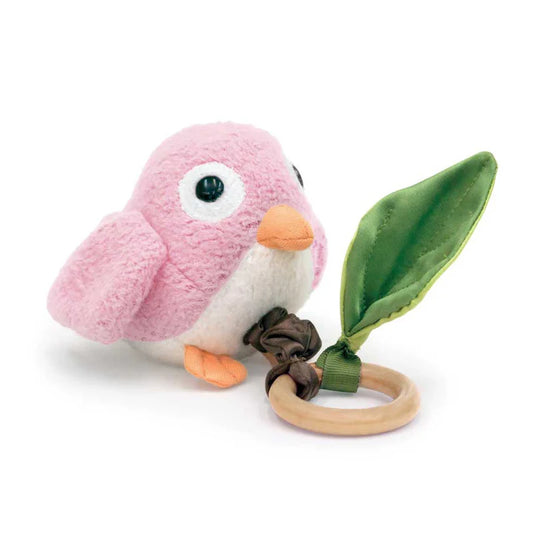 Apple park Organic Crawling Baby Teething Toy - Pink Birdie