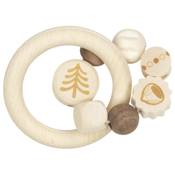Goki Nature Wooden Rattles - Touch Ring Elastic Small Acorn