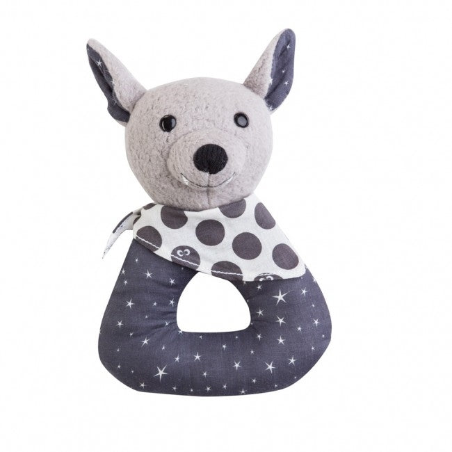 Apple Park Organic Baby Patterned Rattle - Bat