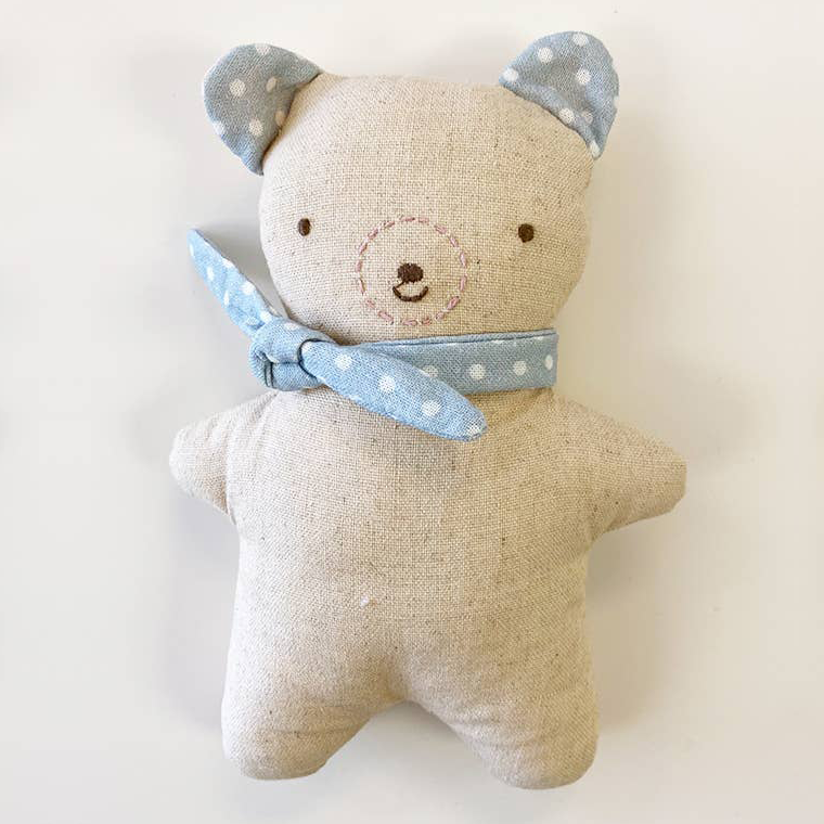 Miss Rose Sister Violet Organic Baby Bear - Blue Polka 7"