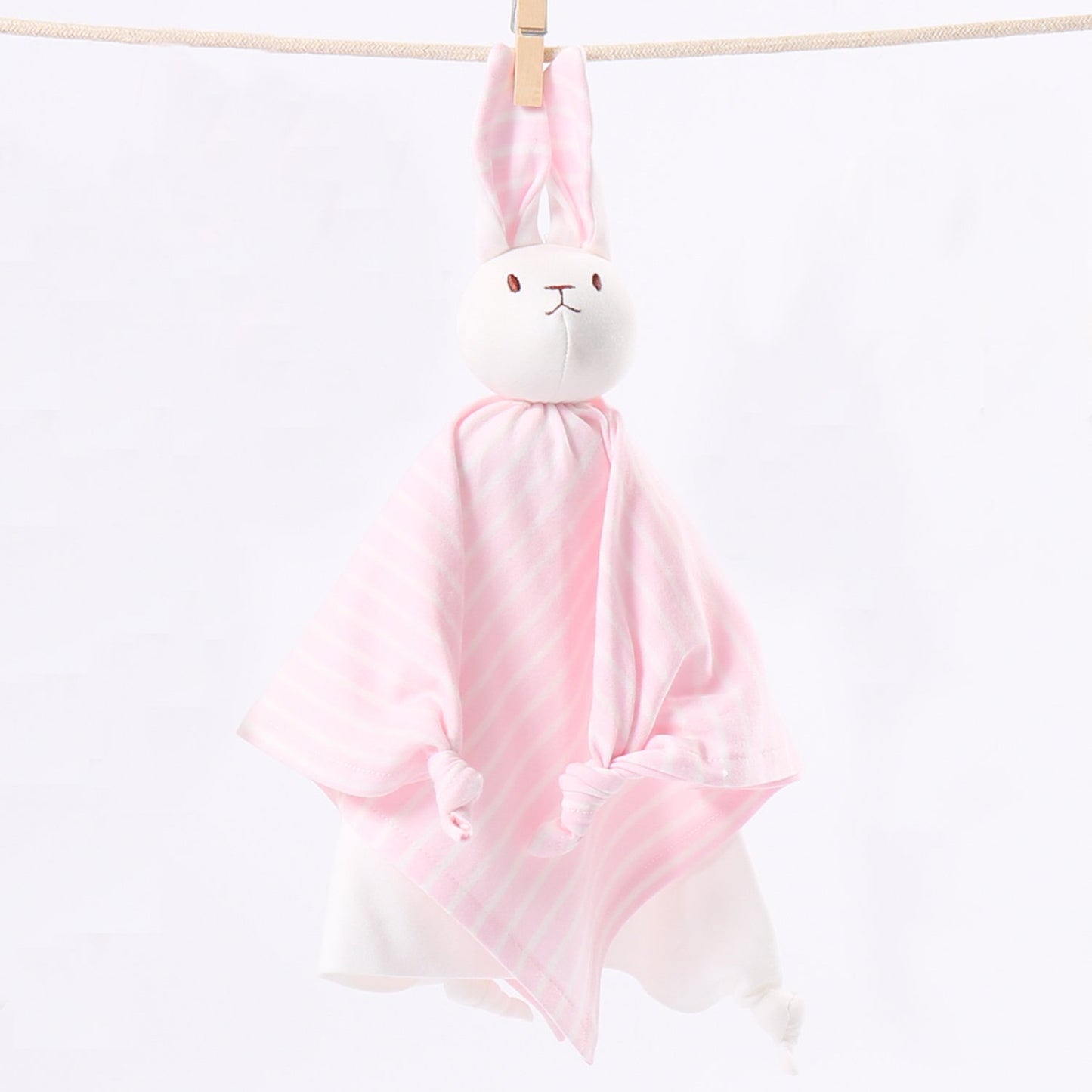 Under The Nile Organic Lovey Blanket Friend - Pink Stripe Bunny (10")