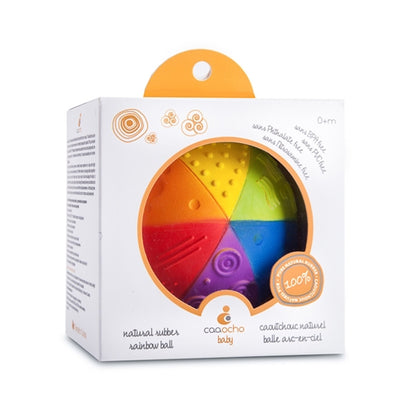 CaaOcho Baby Natural Rubber Sensory Ball - Rainbow Large (4")