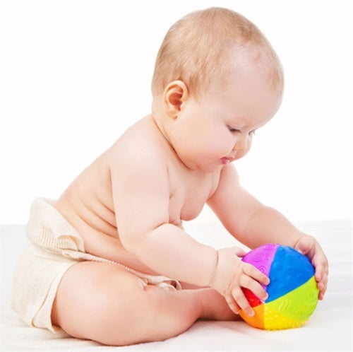 CaaOcho Baby Natural Rubber Sensory Ball - Rainbow Large (4")