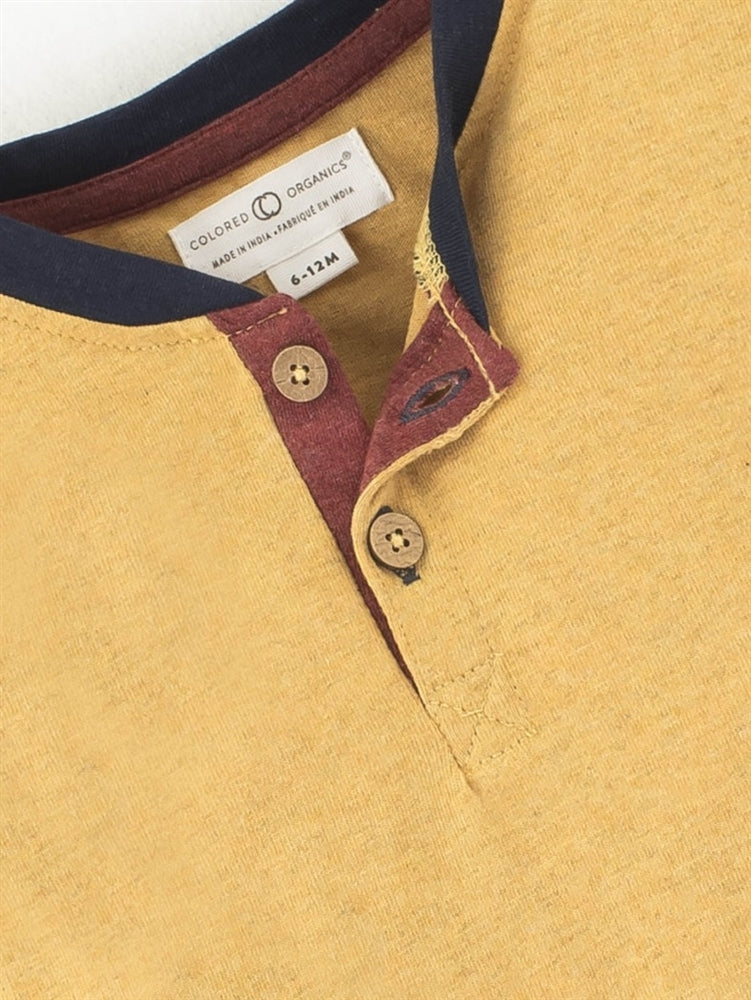 Colored Organics Long Sleeve Henry Henley Top (Heather Merigold)