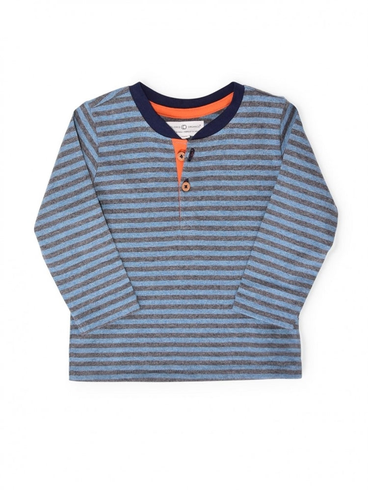 Colored Organics Long Sleeve Henry Henley Top (Heather Grey/Slate)