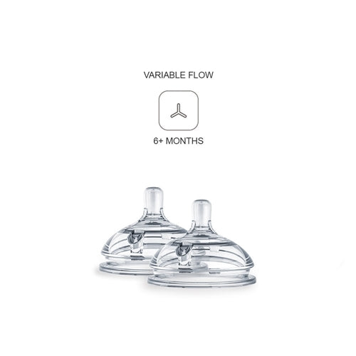 Comotomo Silicone Baby Bottle Nipples - Variable Flow / 2-pack