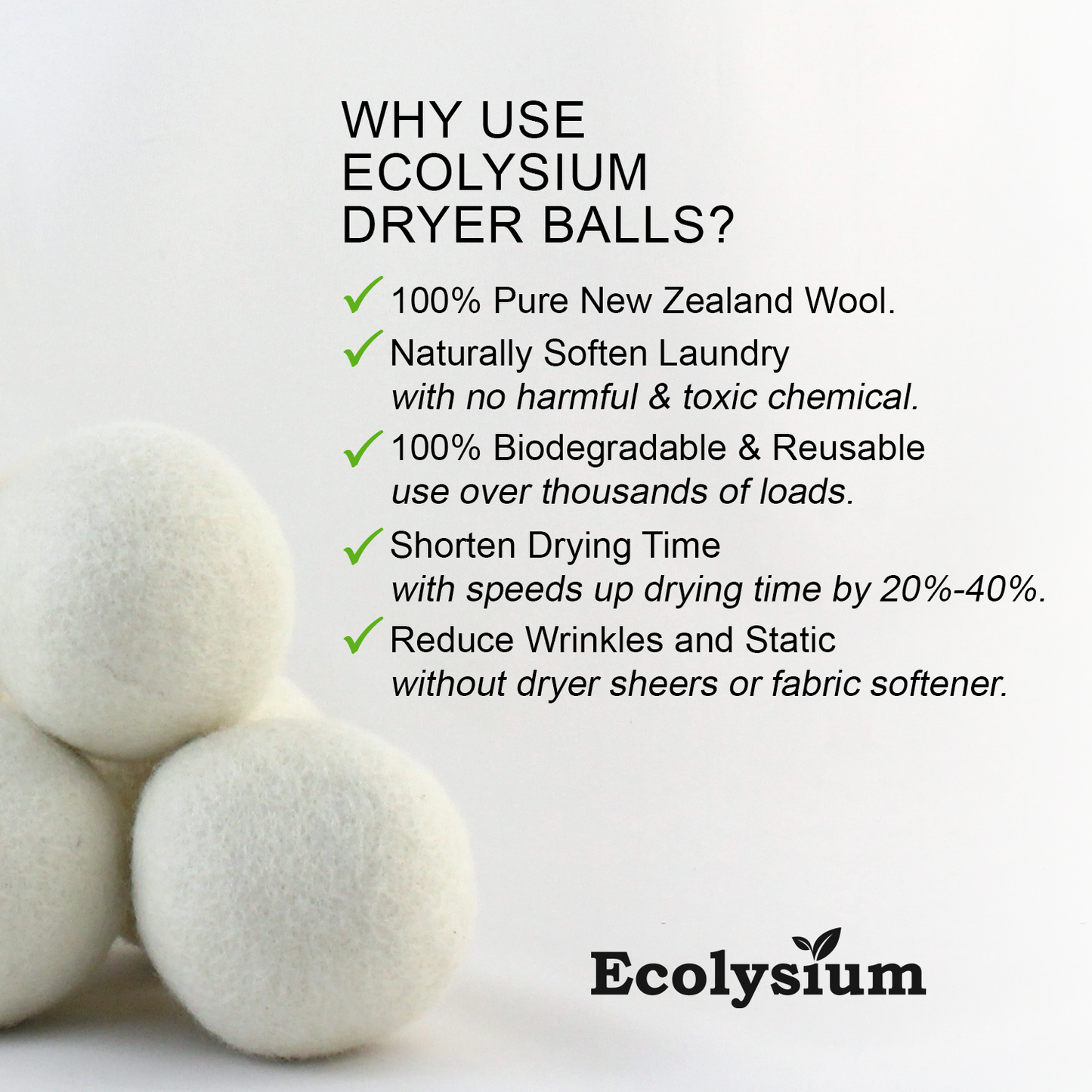 Ecolysium Wool Dryer Balls (Pack of 2)