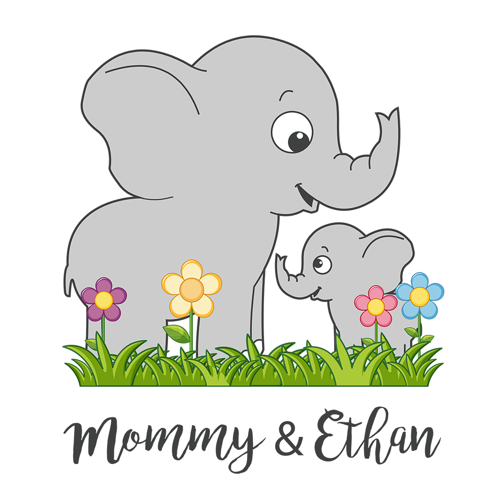 Personalized Matching Mom & Baby Organic Outfits - Elephant Family (Boy)