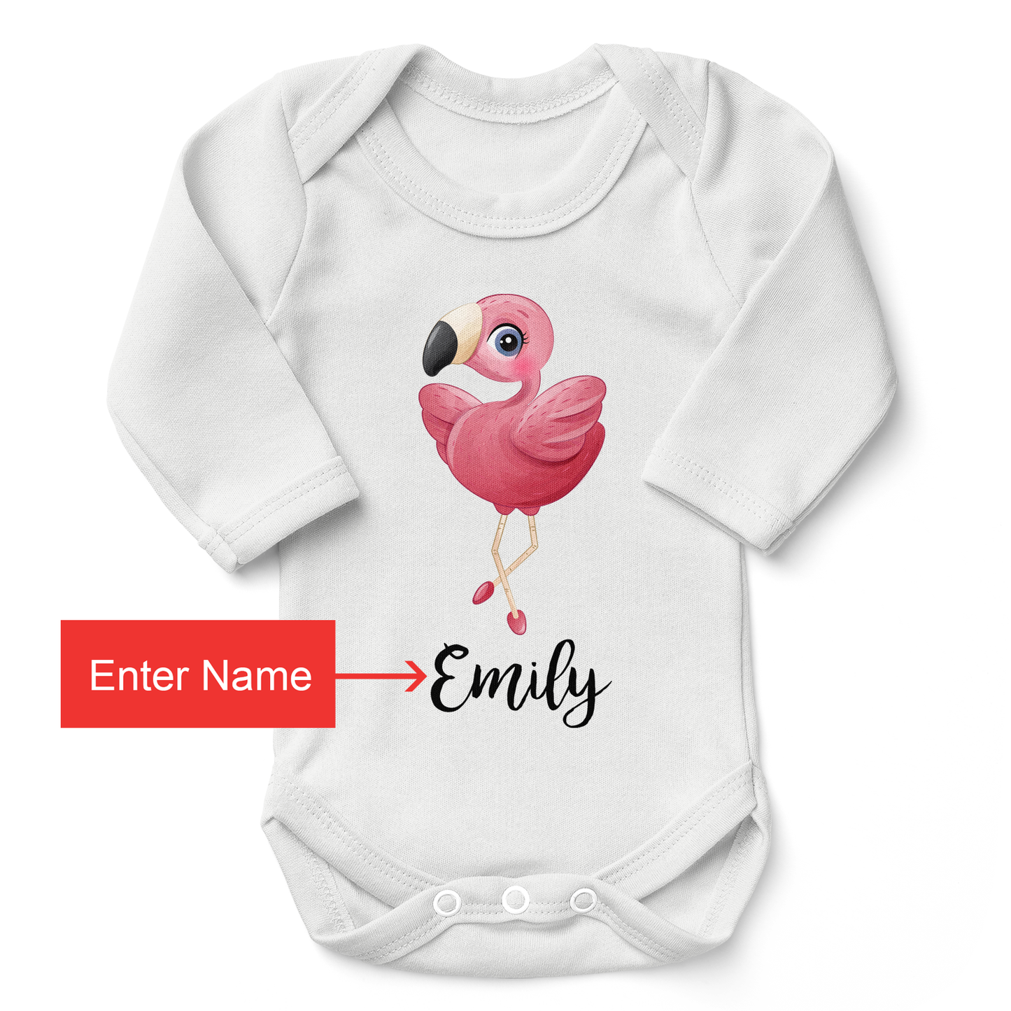 Personalized Matching Mom & Baby Organic Outfits - Flamingo Family (White)
