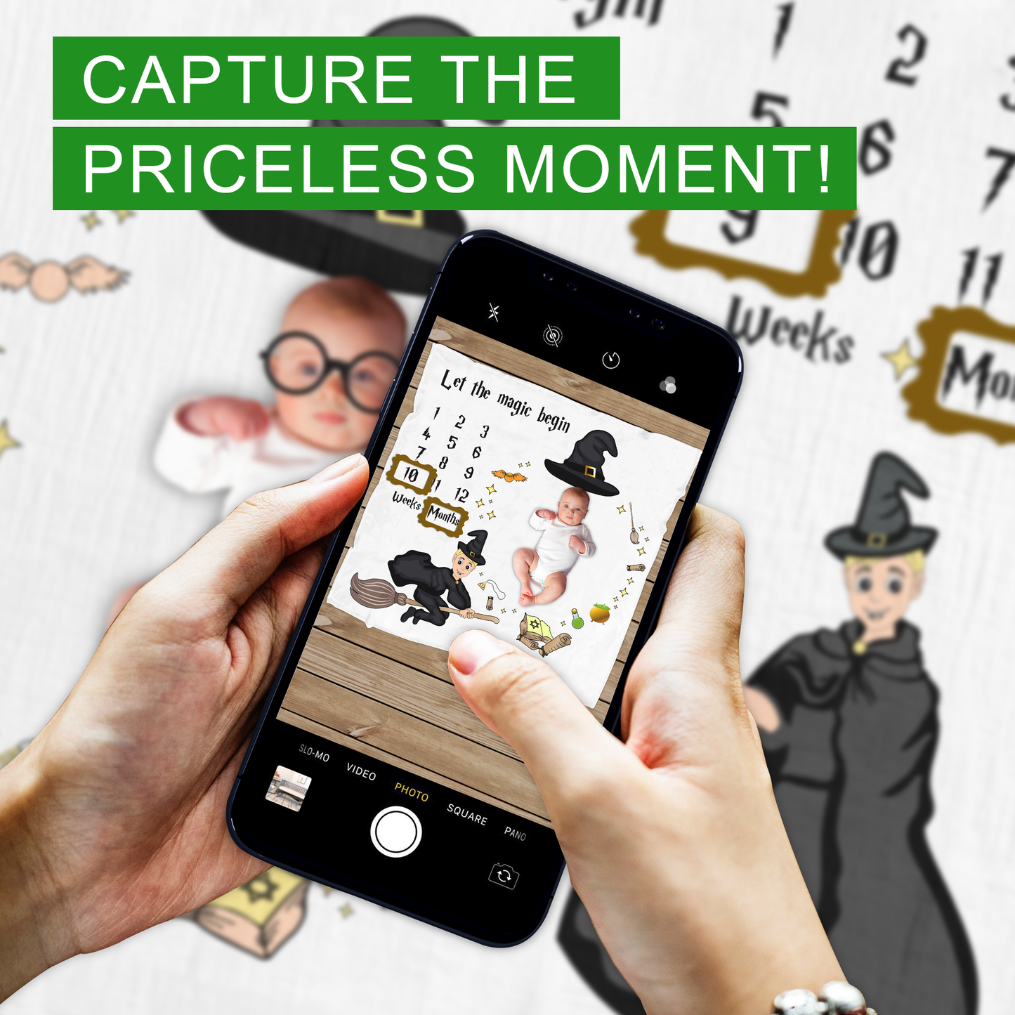 Endanzoo Baby Monthly Milestone Fleece Blanket - Flying Wizard