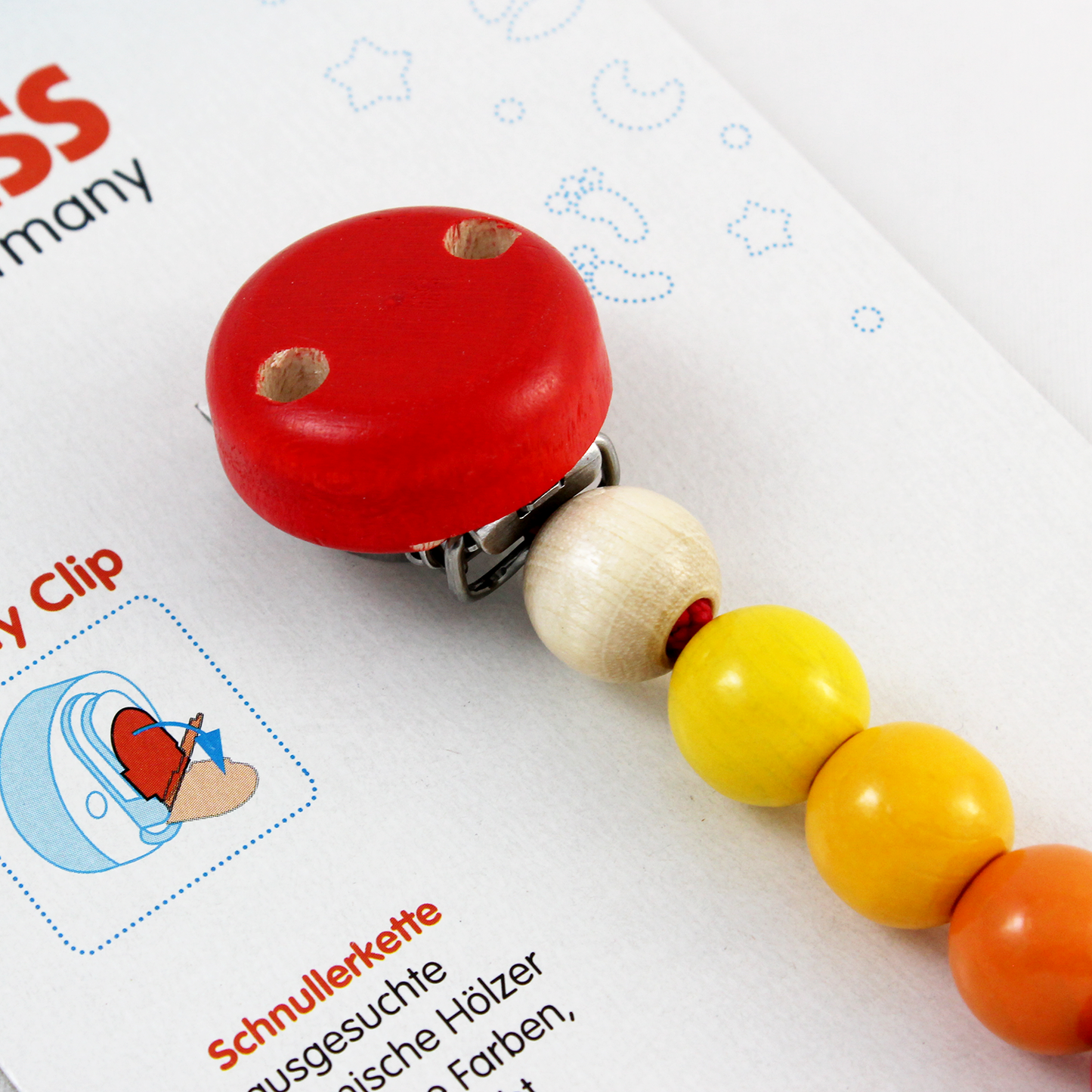 Heimess Wooden Pacifier Clip - Rainbow