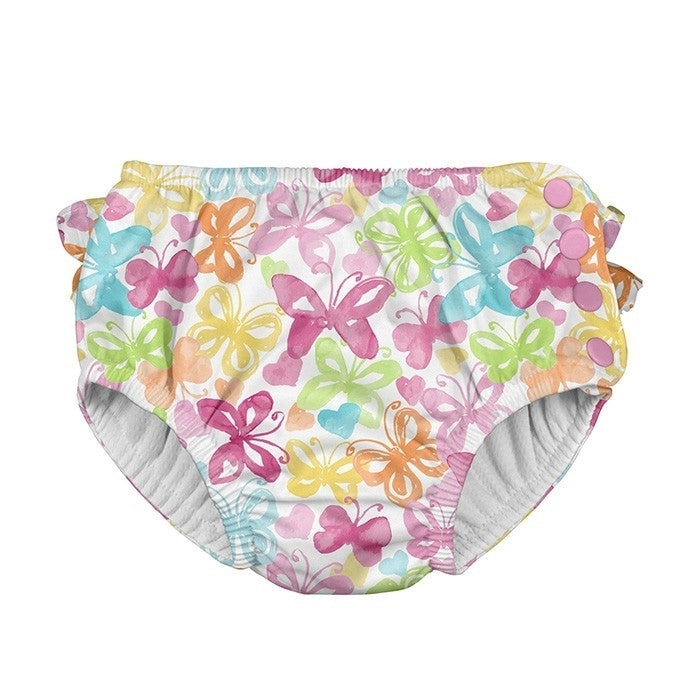 Iplay Ultimate Ruffle Snap Swim Diaper - White Butterfly