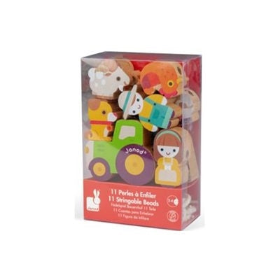 Janod Stringable Wooden Beads - Farm Themed