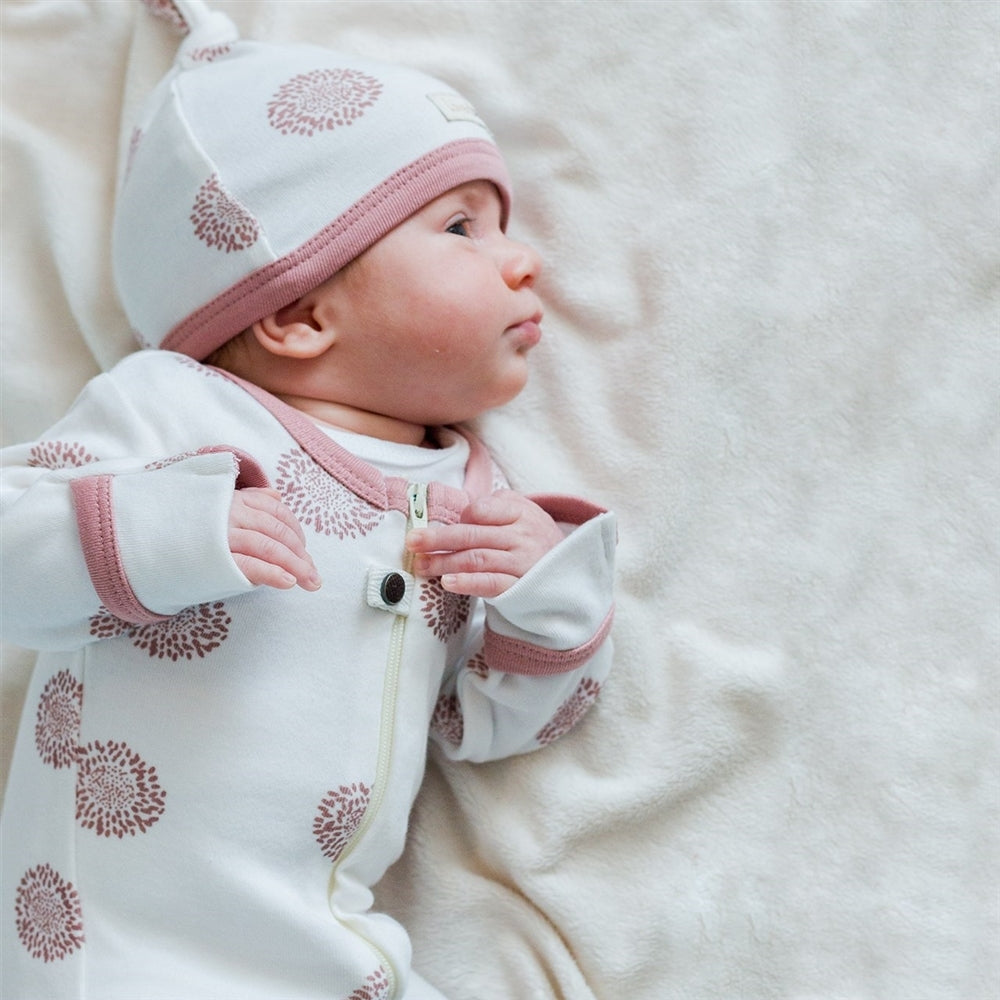 L'ovedbaby Zipper Organic Footie - Mauve Sunflower