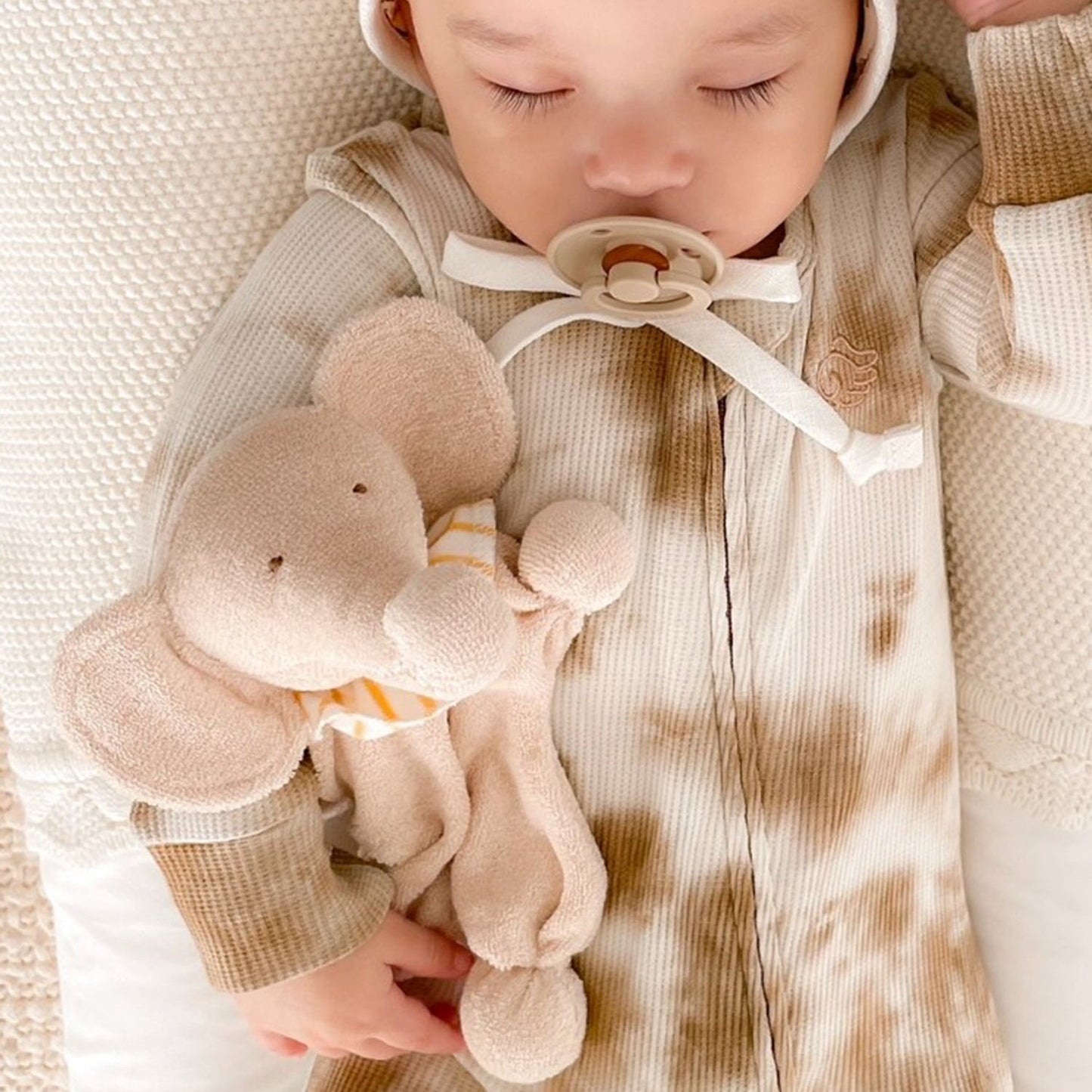 Under The Nile Organic Cotton Lovey Blankie - Malia Elephant (Beige)