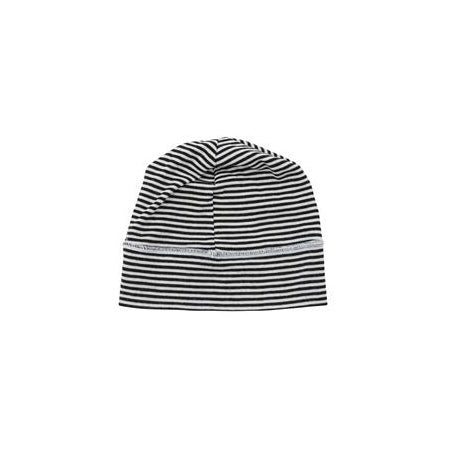 Nui Organics Merino Wool Rib Beanie - BW stripe