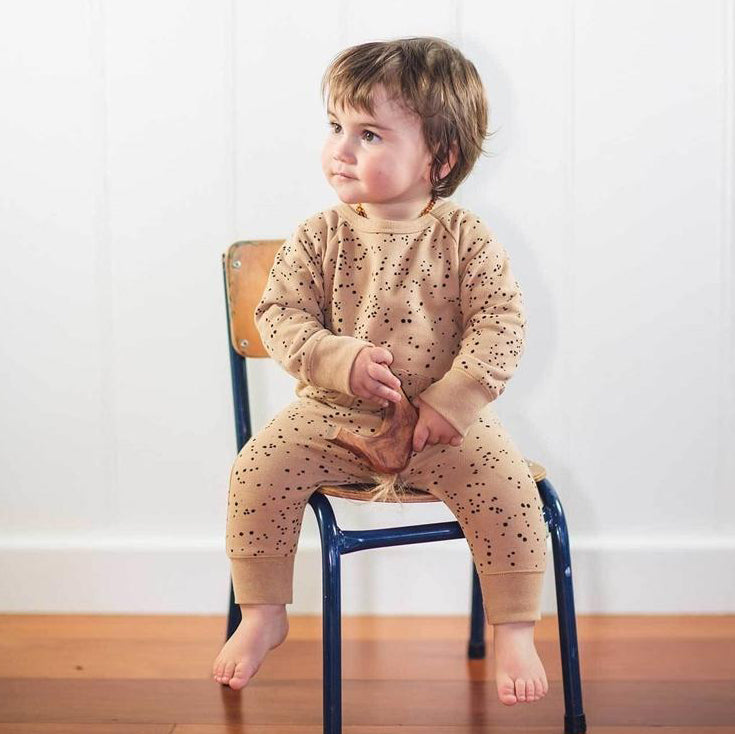 Nui Organics Organic Cotton Fleece MIRO Romper - Toffee