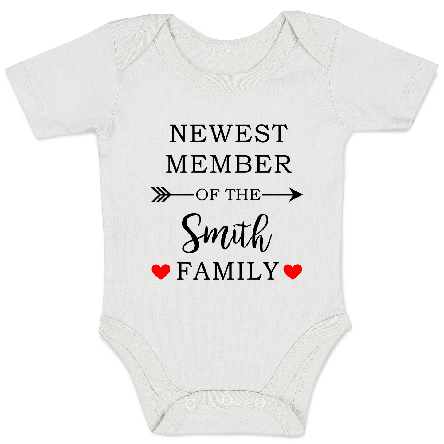 [Personalized] Endanzoo Pregnancy Baby Reveal Organic Baby Bodysuit - Newest Family Member (Short Sleeves)