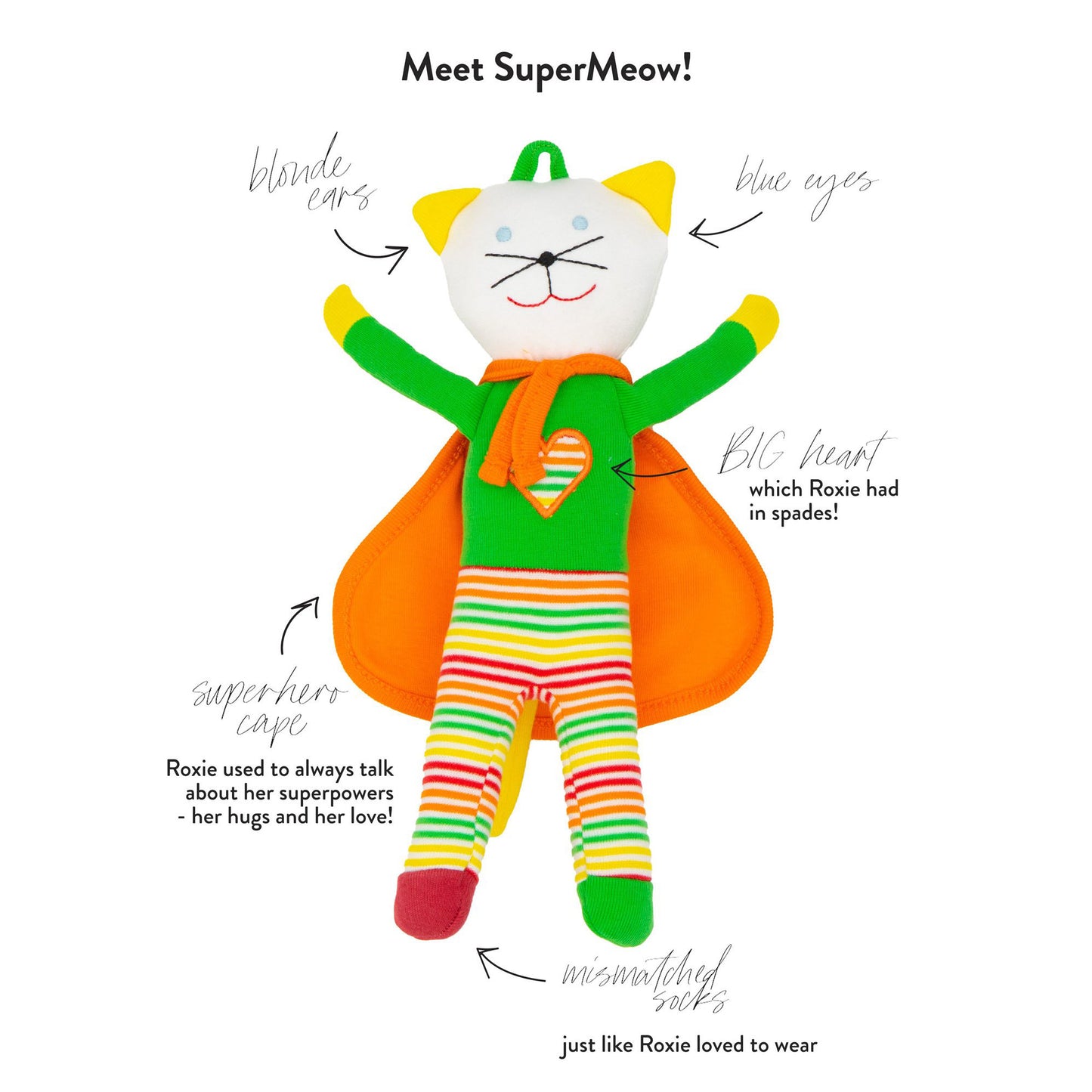 Under The Nile Organic Scrappy Supermeow Roxie Cat 10"