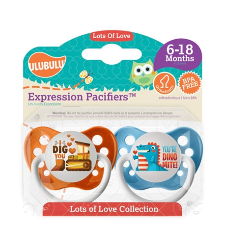 Ulubulu Silicone Pacifier 2 pack - Dig You & DInosaur