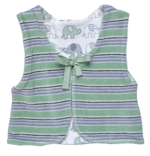 Under The Nile Organic Reversible Vest - Sage/Gray Elephant Print