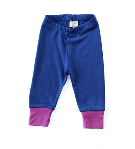 Wee Woollies Merino Wool Infant Pant - Deep Sea/Thistle