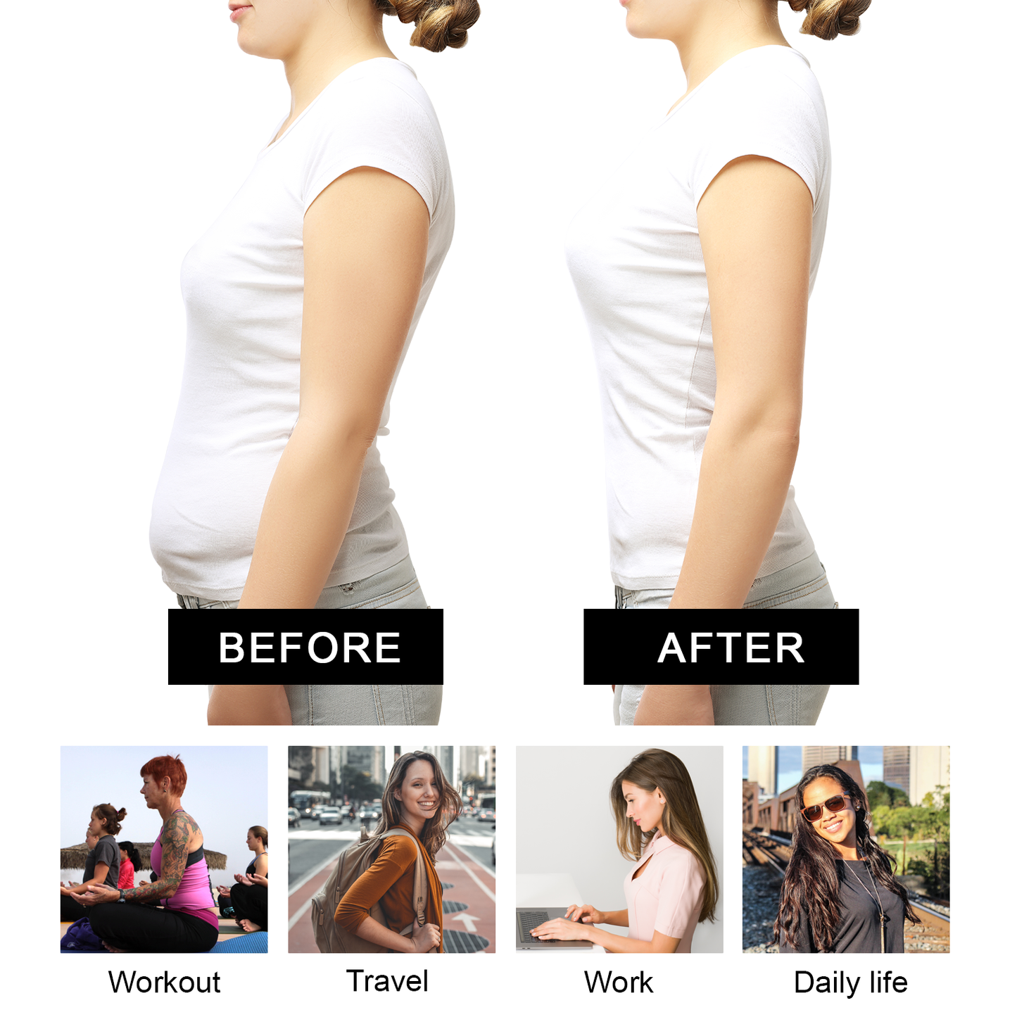 Lady Jeneva Women Posture Corrector X-Strap Shapewear - Black