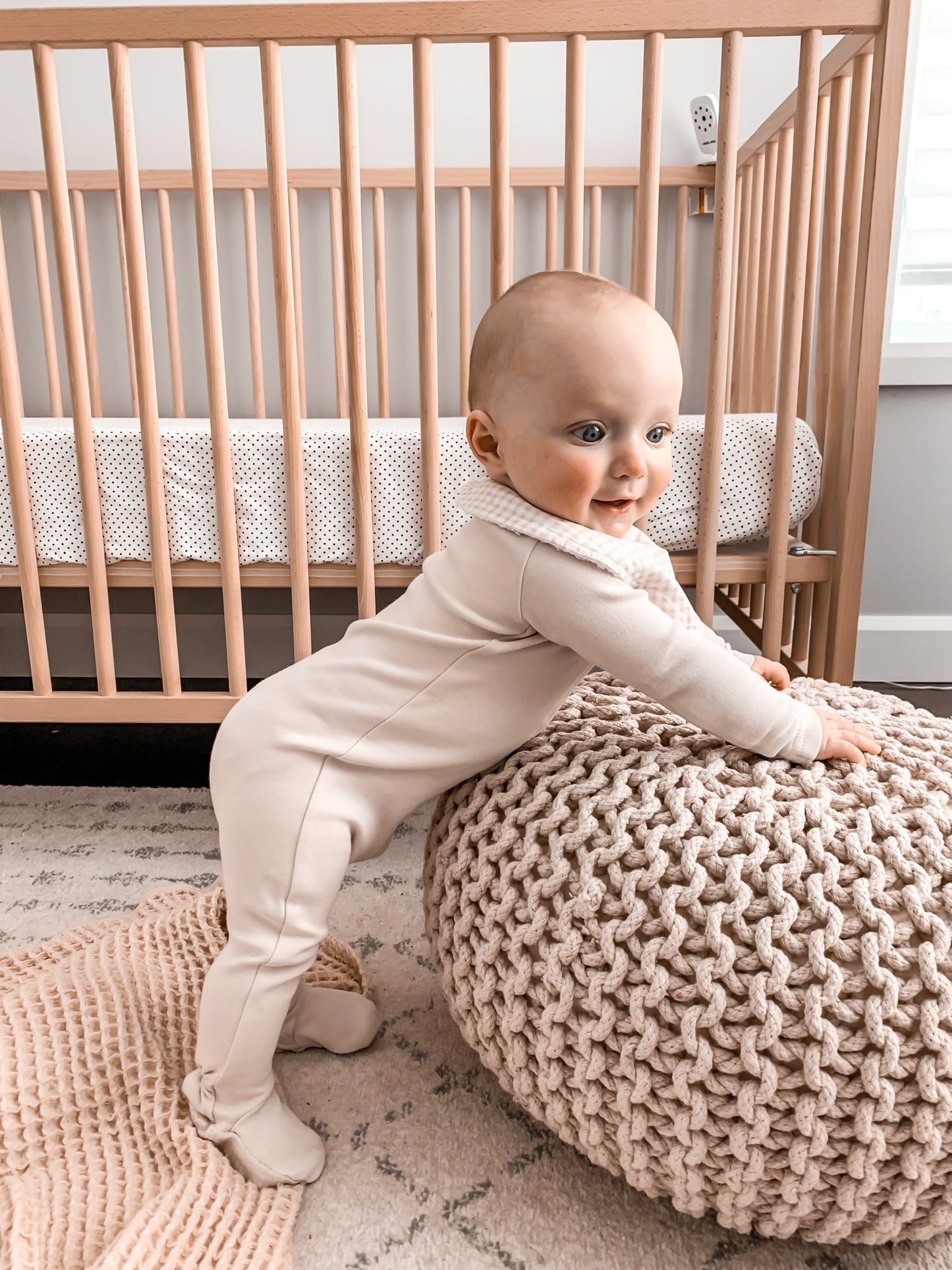 L'ovedbaby Gl'oved-Sleeve Organic Jumpsuit / Footie - Reversed Zipper / Stone