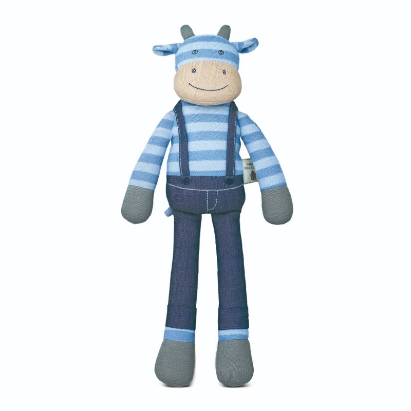 Organic Farm Buddies Organic Cotton Plush Toy - Mr. Moo Cow 14" (Blue)